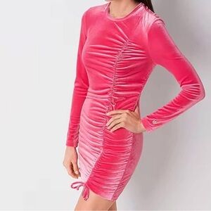Juicy Couture Pink Ruched Velvet Dress
